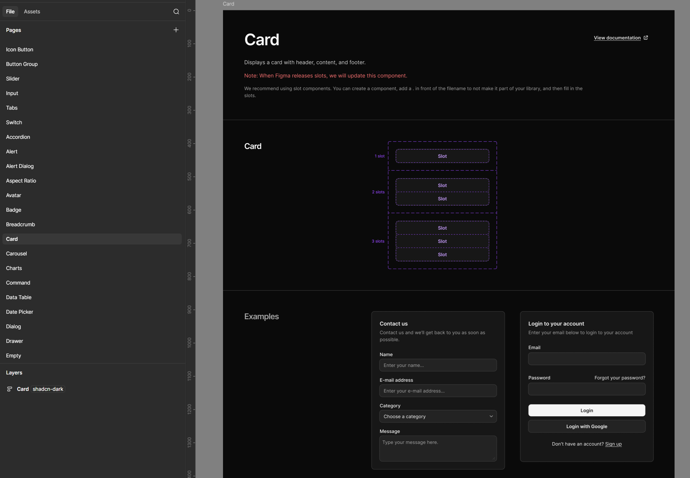 shadcn/ui base card component reference used as a starting point before extending the system with Maxxmod-specific styling and patterns